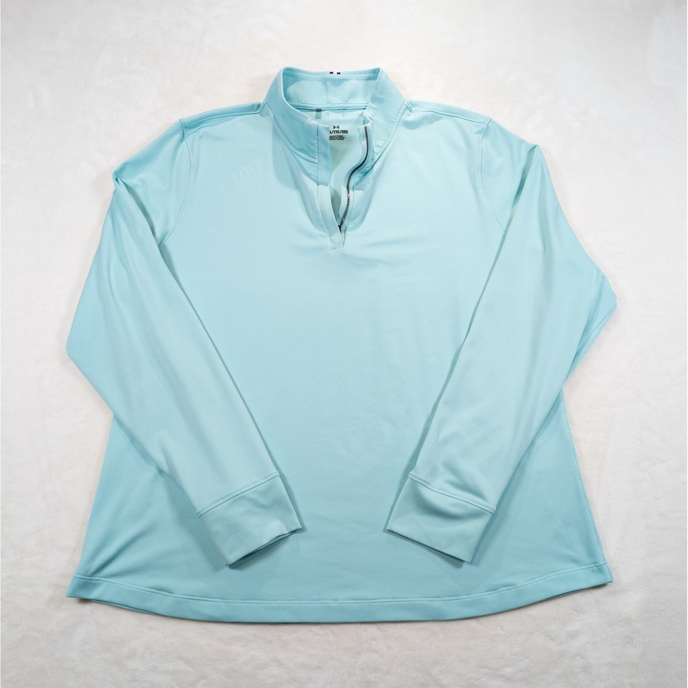 Under Armour Quarter Zip Shirt Women XXL Blue Golf Performance Activewear